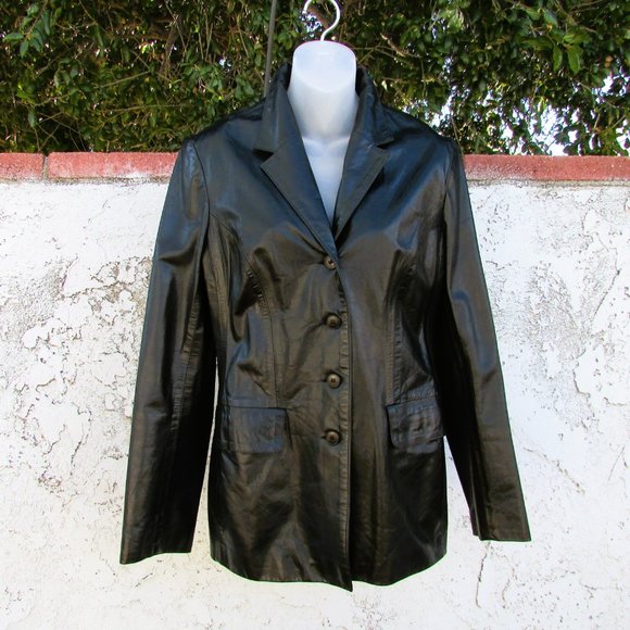 Rugby North America black leather blazer M